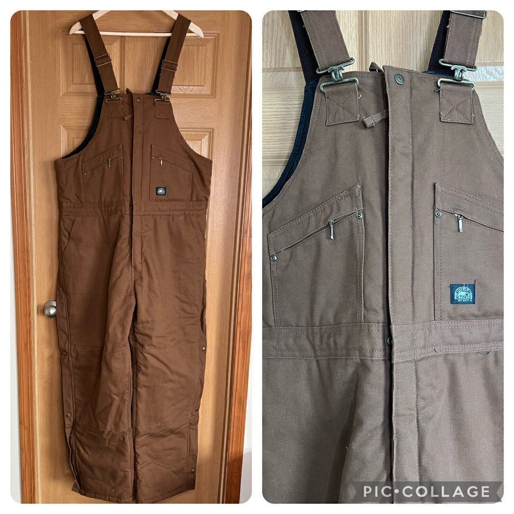 Polar King Brown Insulated Bib Overalls Carpenter Coveralls XLT